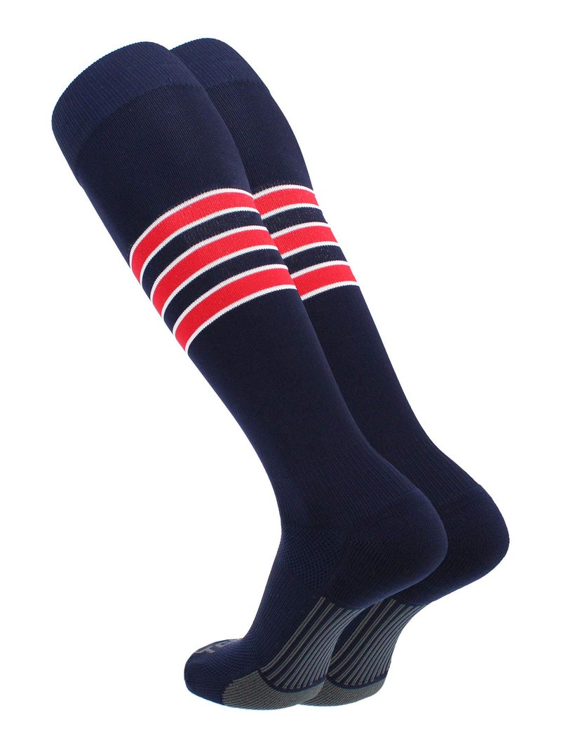 TCK Performance Baseball/Softball Socks Pattern D (Navy/White/Scarlet, Medium) - Image 1